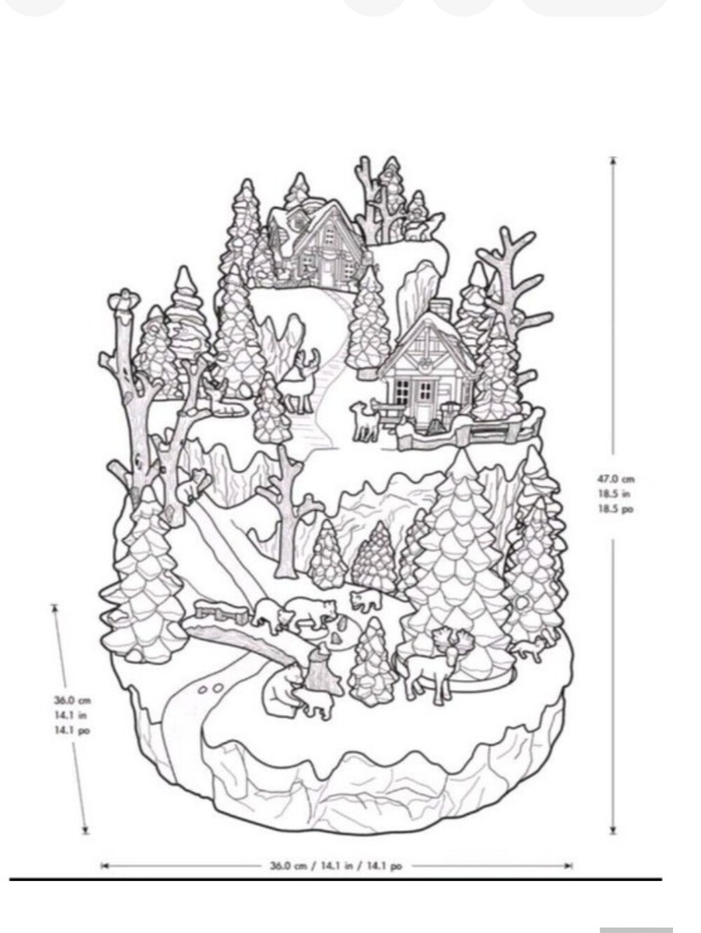 18.5" Snowy Woodland Christmas Village with 88 Lights, Music and Rotating Tree - Picture 3 of 5